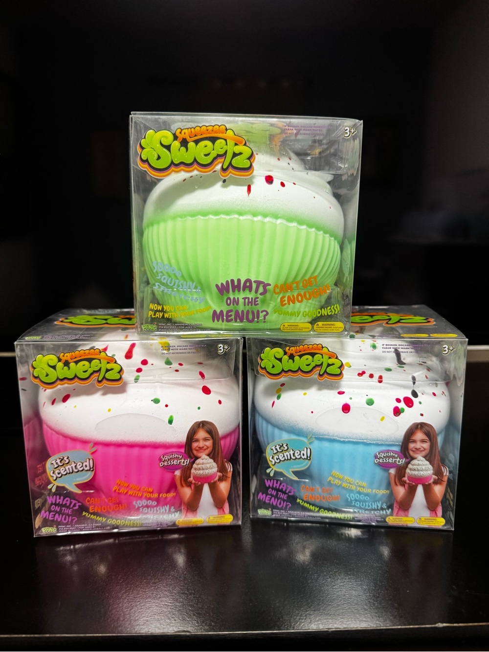 Squeezee Sweetz Scented Squishy Cupcake  set of 3 complete set